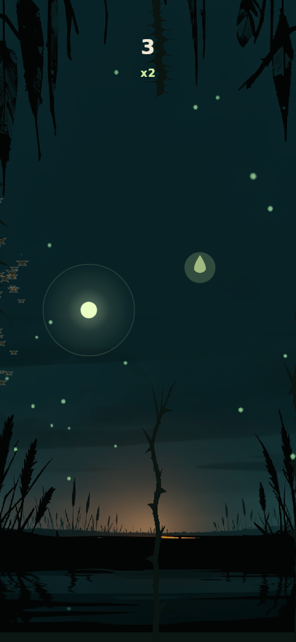 Early in the night: the firefly glows between thorn brambles