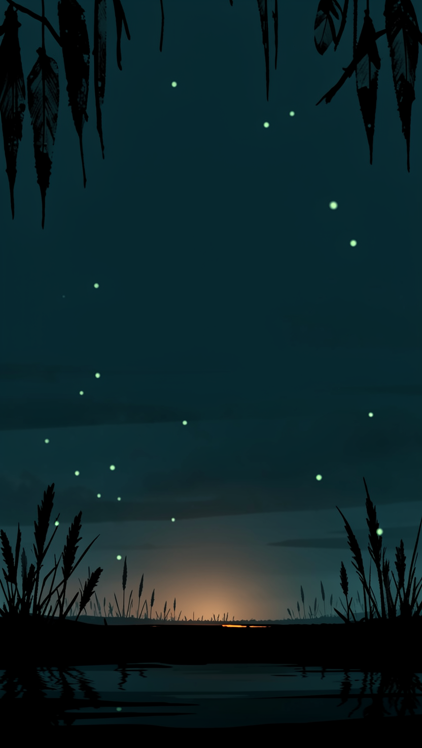 The ember marsh at night